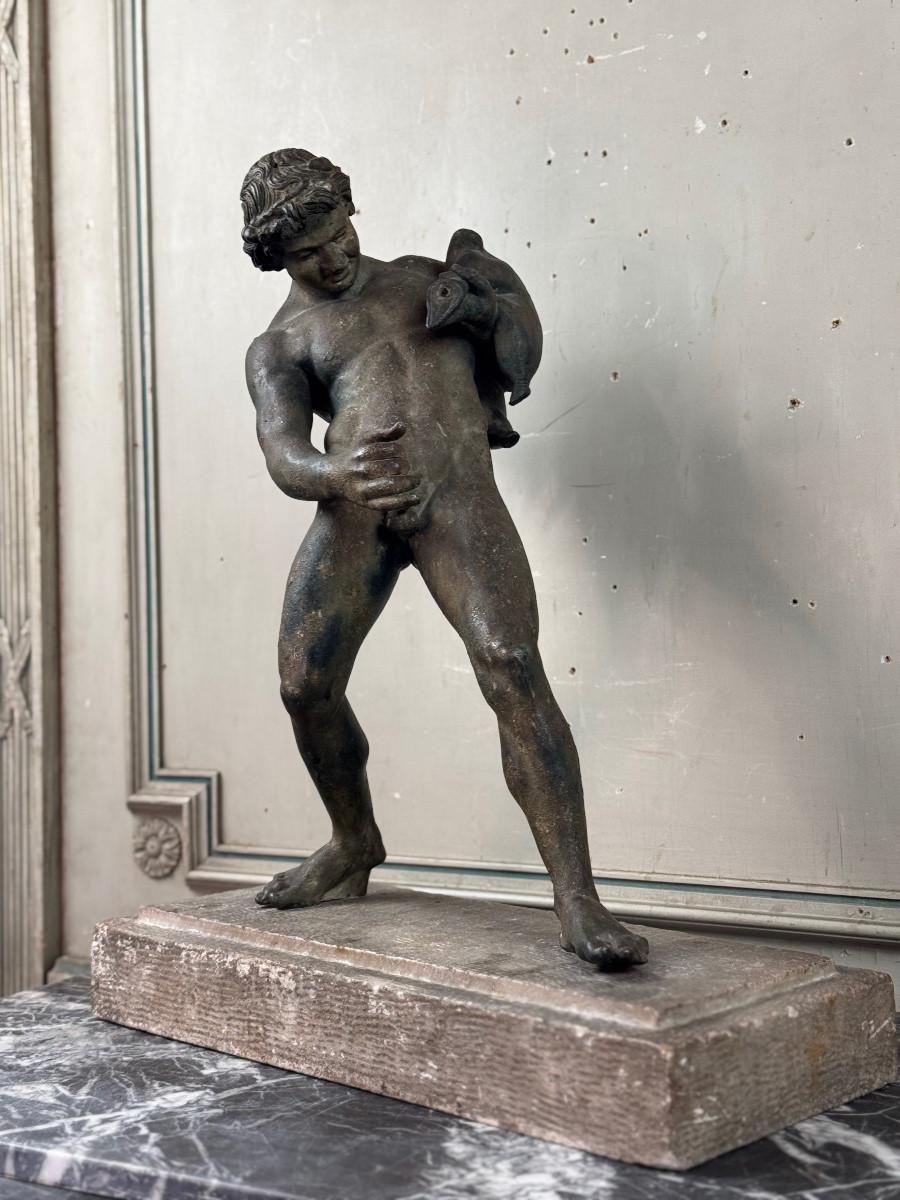 Faune à L'outre, grande Fouille Patina in bronzo, Oggetto del Grand Tour, XIX secolo in vendita 6