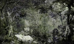 Faunus Tiefgrün Wandpapier aus Stoff, auch für nasse Bereiche geeignet