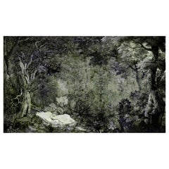 Faunus Deep Green  Wall Paper in Fabric also suitable for wet area