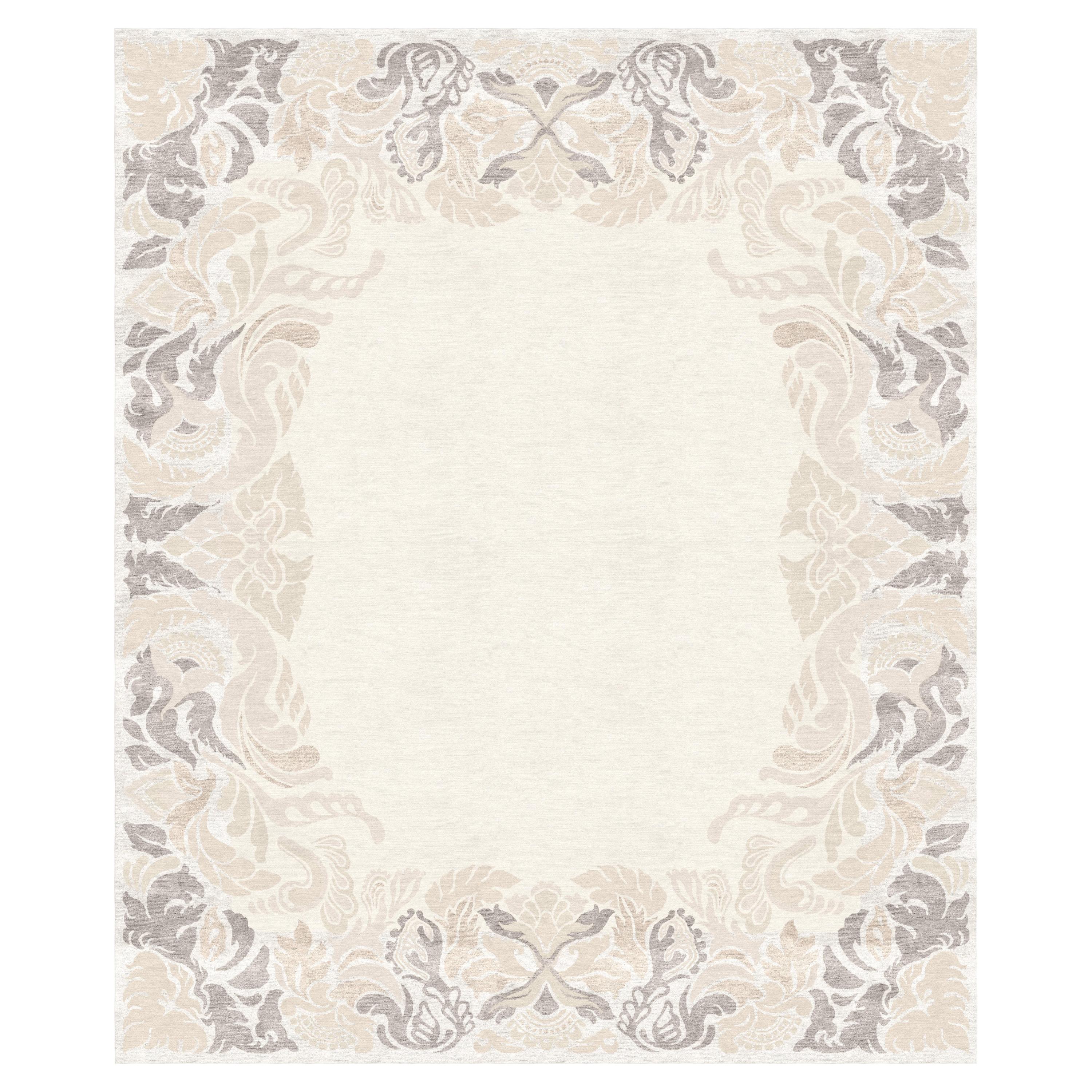 Floral pattern Modern Classics Rug handcrafted - Faunus Orchard Grey For Sale