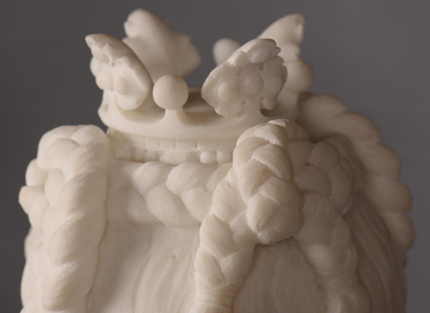 French FAURE DE BROUSSÉ, Bust of a woman in Renaissance costume in statuary marble