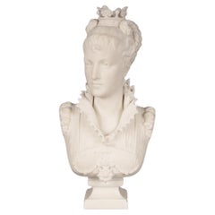 FAURE DE BROUSSÉ, Buste de femme en costume Renaissance en marbre statuaire
