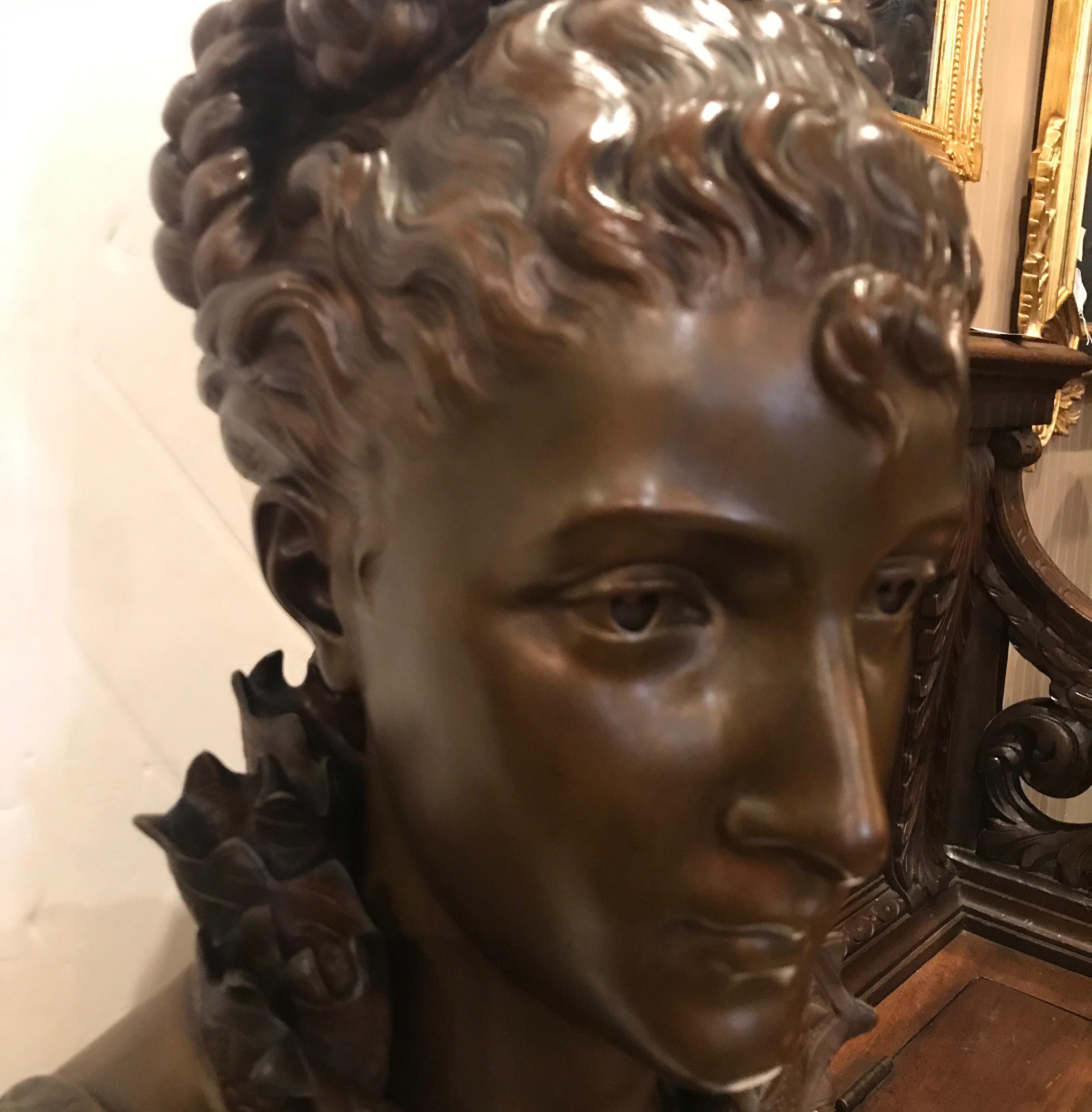 Late 19th Century Faure De Brouysse Bronze Bust, France, 19th Century For Sale