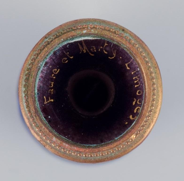 Fauré et Marti per Limoges. Vaso lavorato a smalto con decorazioni in tonalità blu. in vendita 1