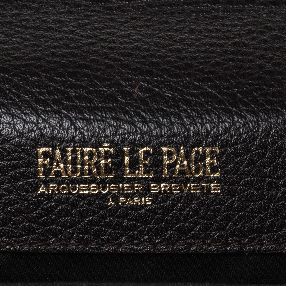 Faure Le Page Brown/Black Coated Canvas and Leather Parade Top Handle Bag 3