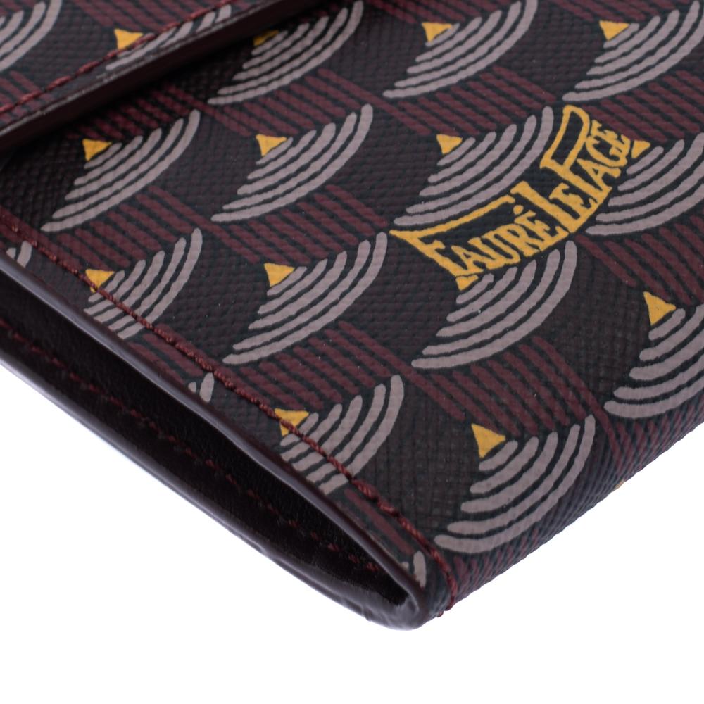 Faure Le Page Burgundy Coated Canvas Continental Wallet In Good Condition In Dubai, Al Qouz 2