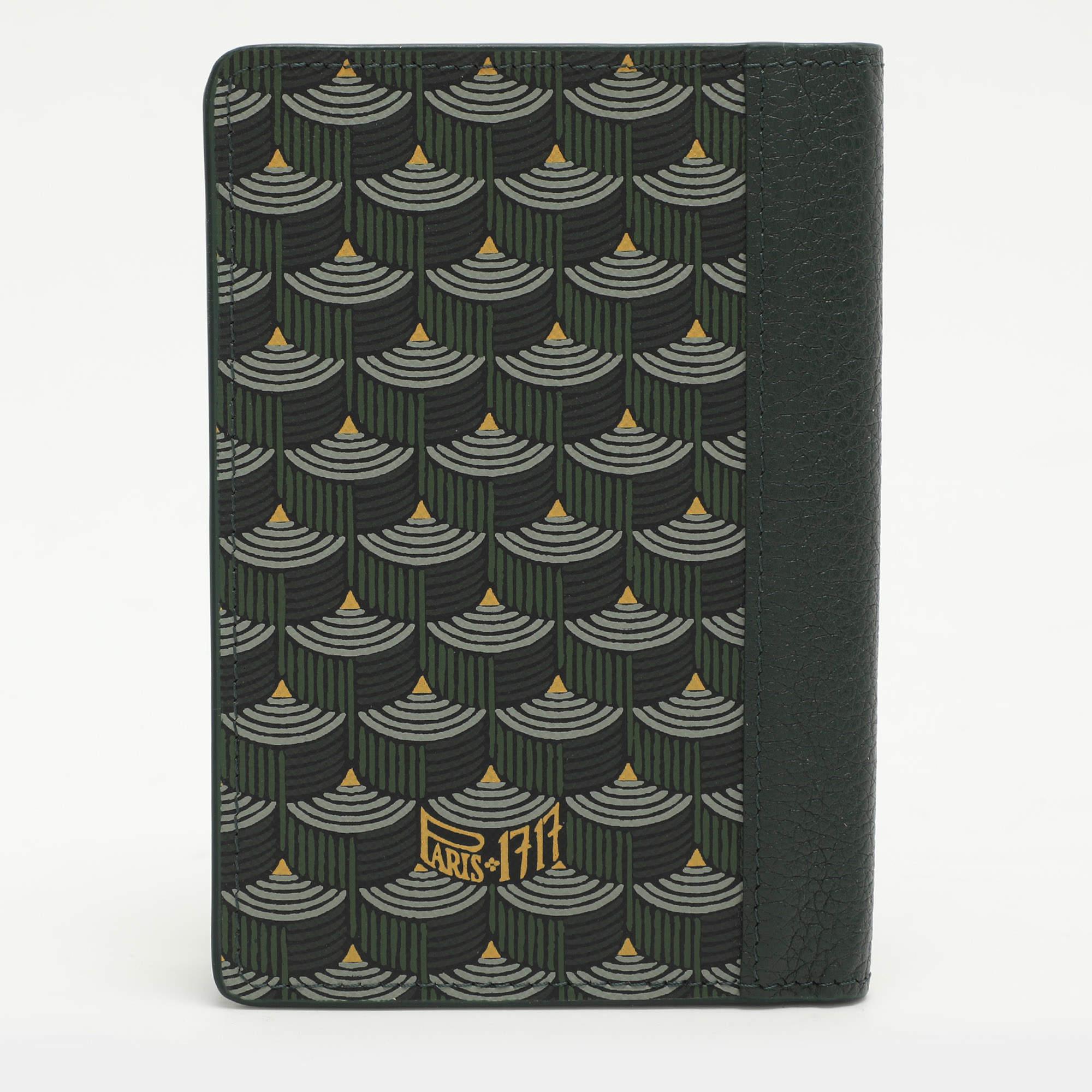 Black Faure Le Page Green Coated Canvas and Leather Bifold Card Case
