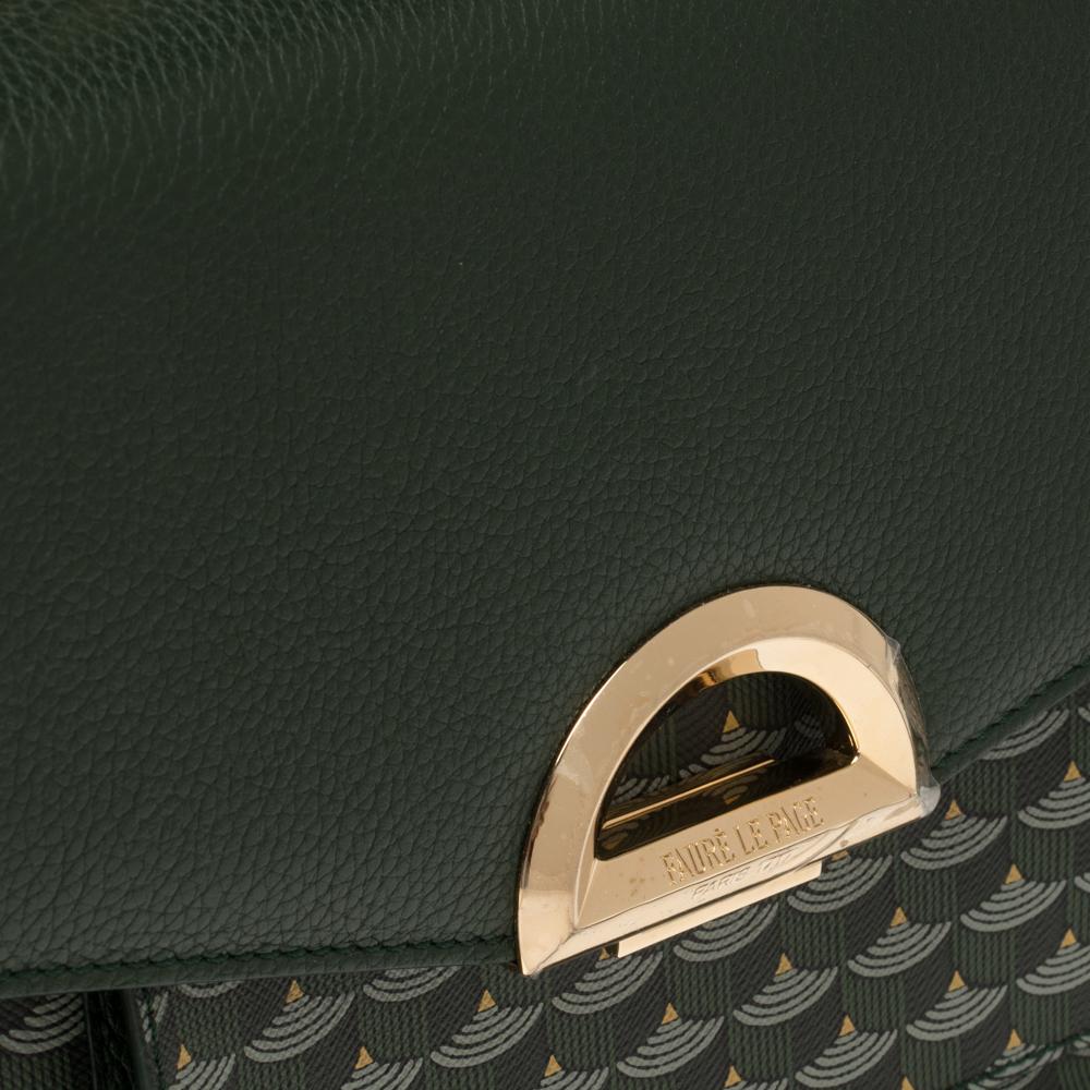 Black Faure Le Page Green Coated Canvas and Leather Ivresse Parade Crossbody Bag