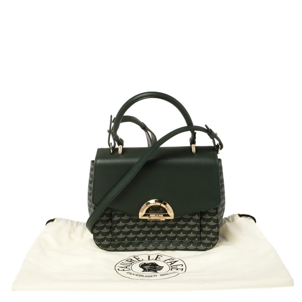 Faure Le Page Green Coated Canvas and Leather Ivresse Parade Crossbody Bag In Good Condition In Dubai, Al Qouz 2