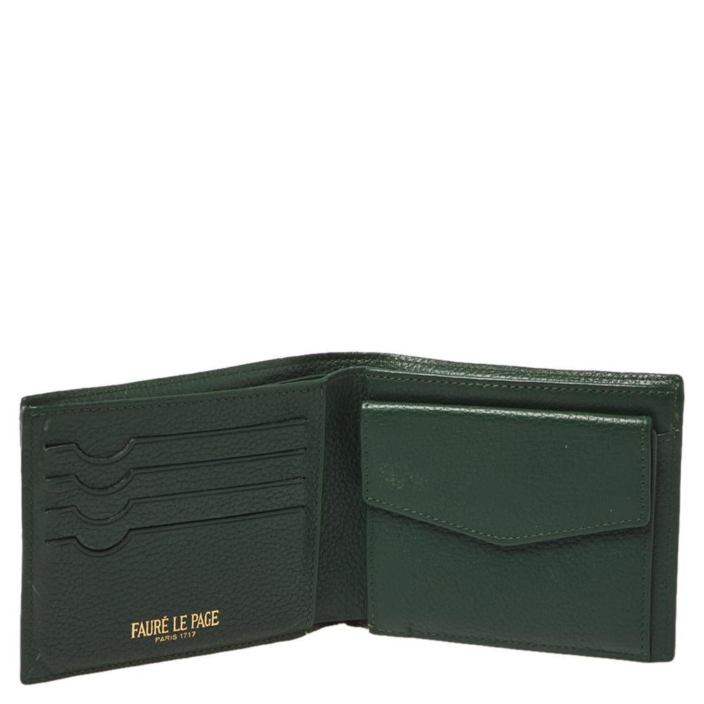 Men's Faure Le Page Green Coated Canvas Bifold Wallet