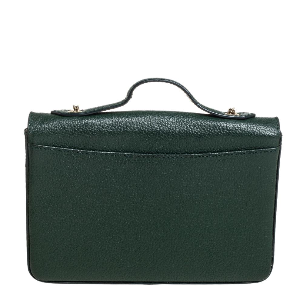 Fauré Le Page Grünes Leder Calibre 21 Top Handle Tasche im Zustand „Gut“ in Dubai, Al Qouz 2