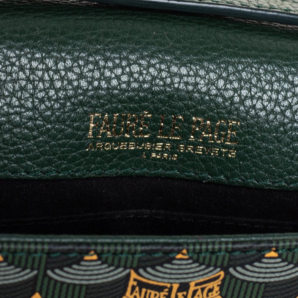 Fauré Le Page Green Leather Calibre 21 Top Handle Bag 1