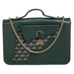 Fauré Le Page Green Leather Calibre 21 Top Handle Bag