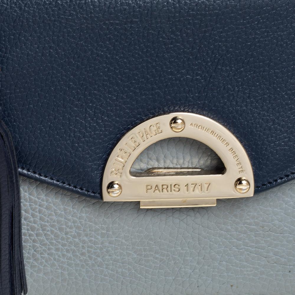 Women's Faure Le Page Grey/Blue Leather Parade 19 Top Handle Bag
