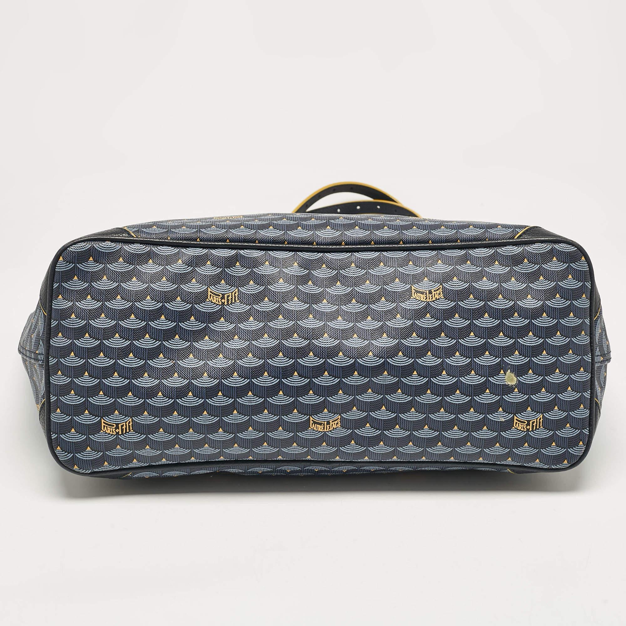 Faure Le Page Navy Blue Coated Canvas and Leather Daily Battle Tote 1