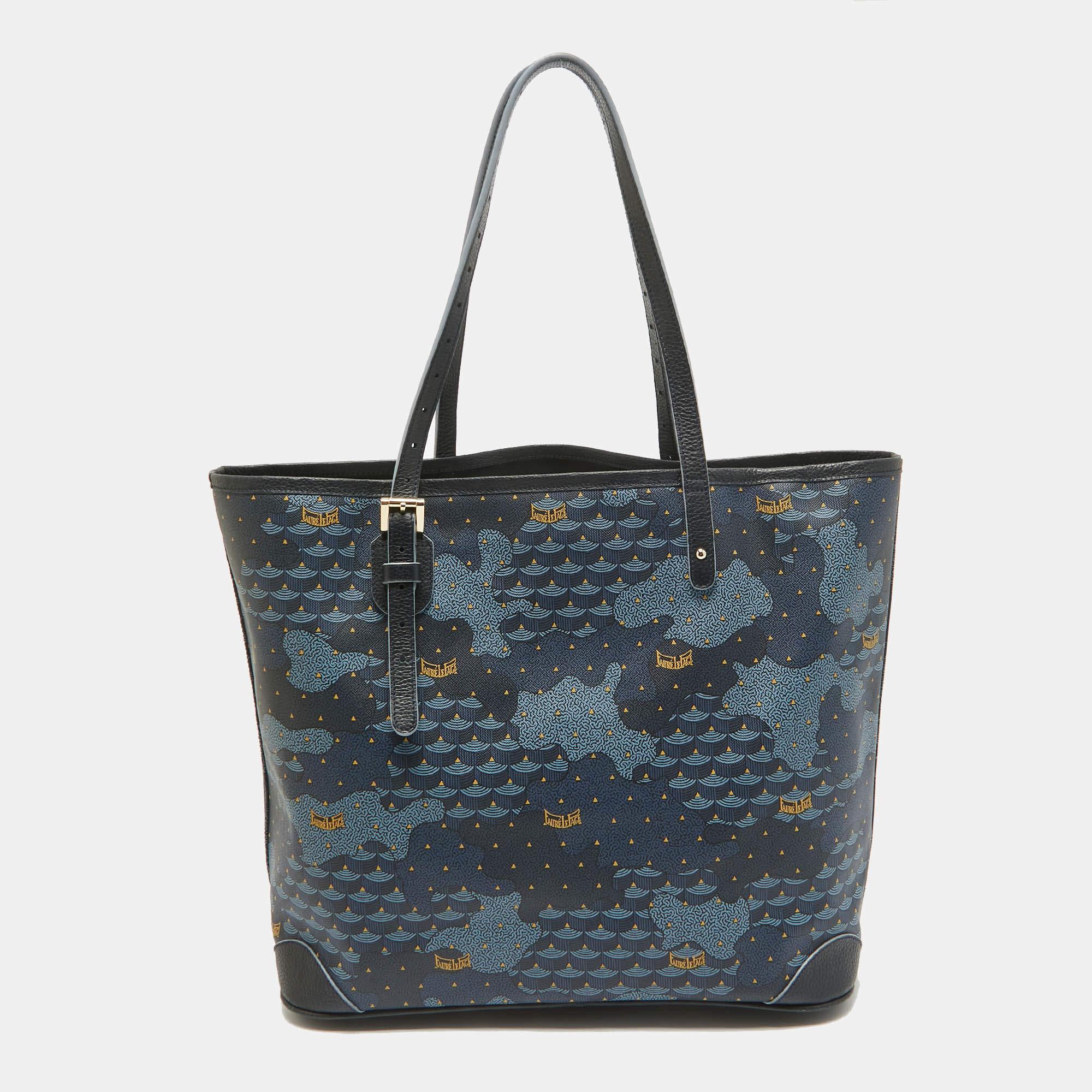 Faure Le Page Navy Blue Coated Canvas Daily Battle 35 Tote In Good Condition In Dubai, Al Qouz 2