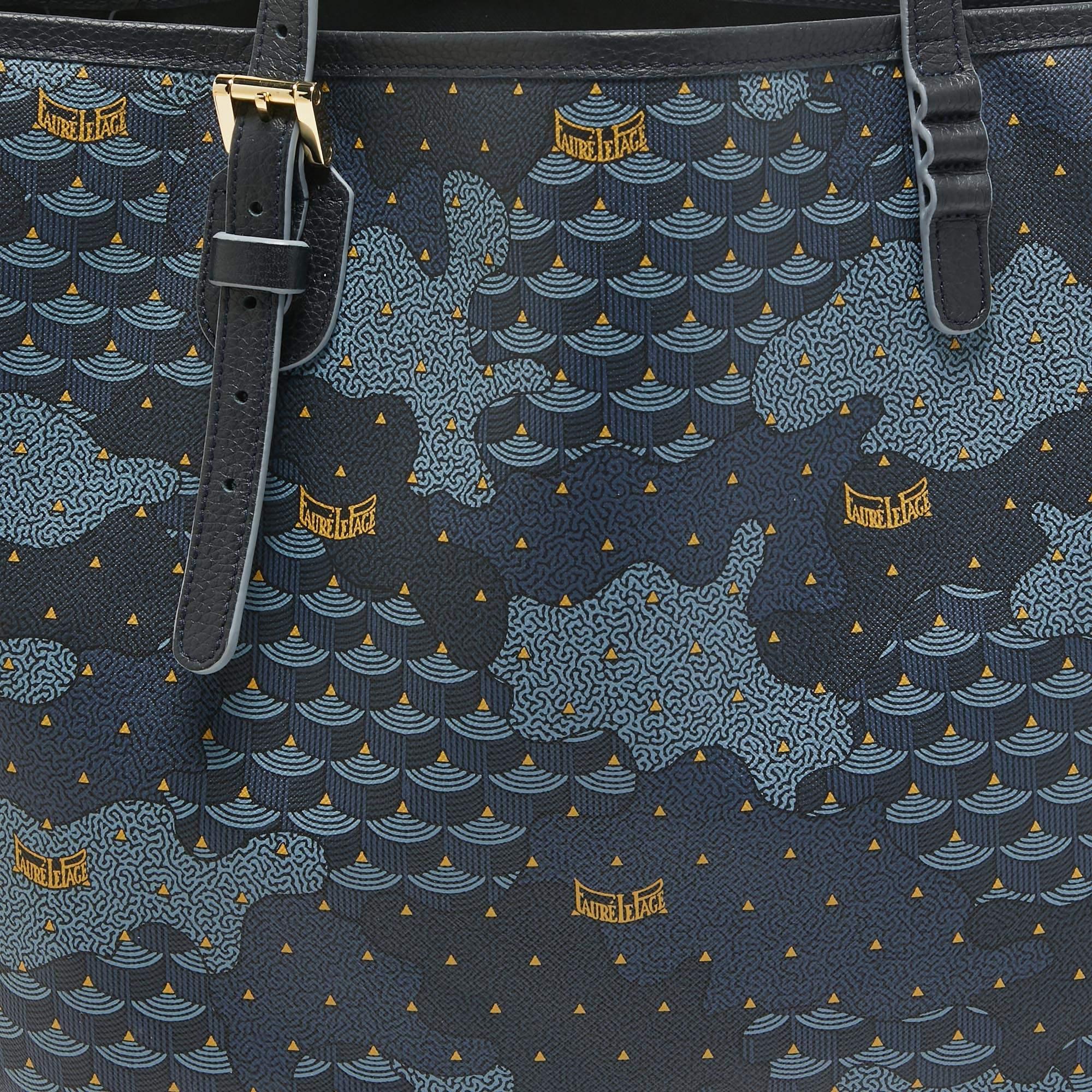 Women's Faure Le Page Navy Blue Coated Canvas Daily Battle 35 Tote