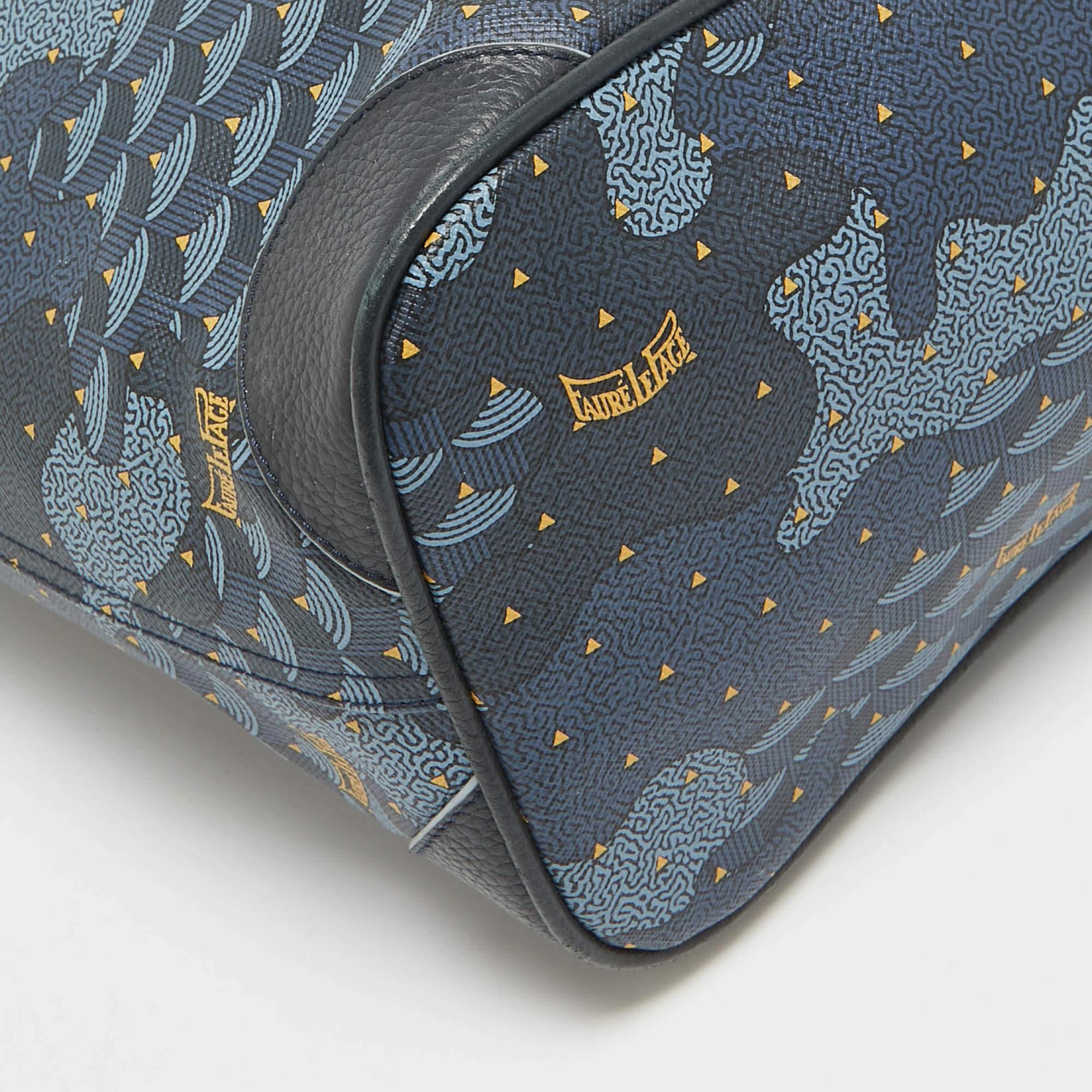 Faure Le Page Navy Blue Coated Canvas Daily Battle 35 Tote 4