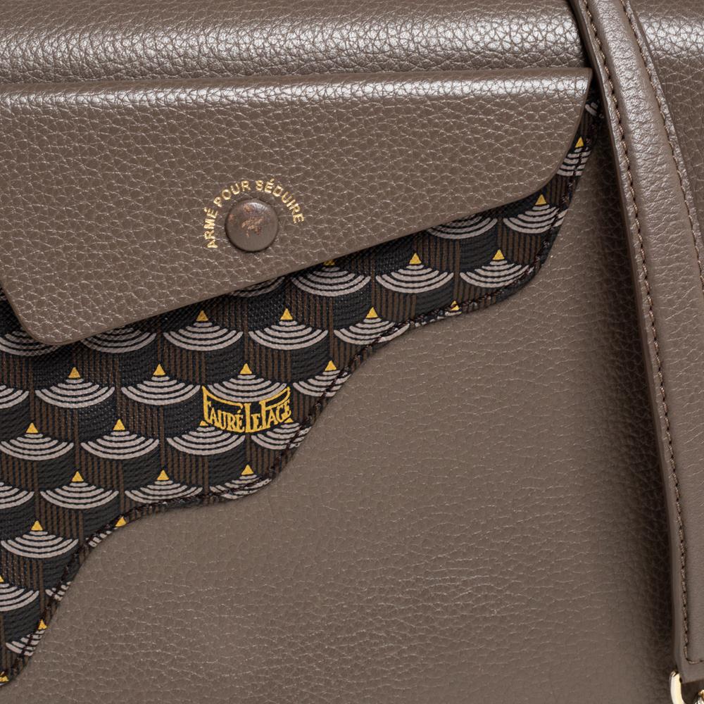 Faure Le Page Olive Green Leather and Coated Canvas Calibre 27 Top Handle Bag 3