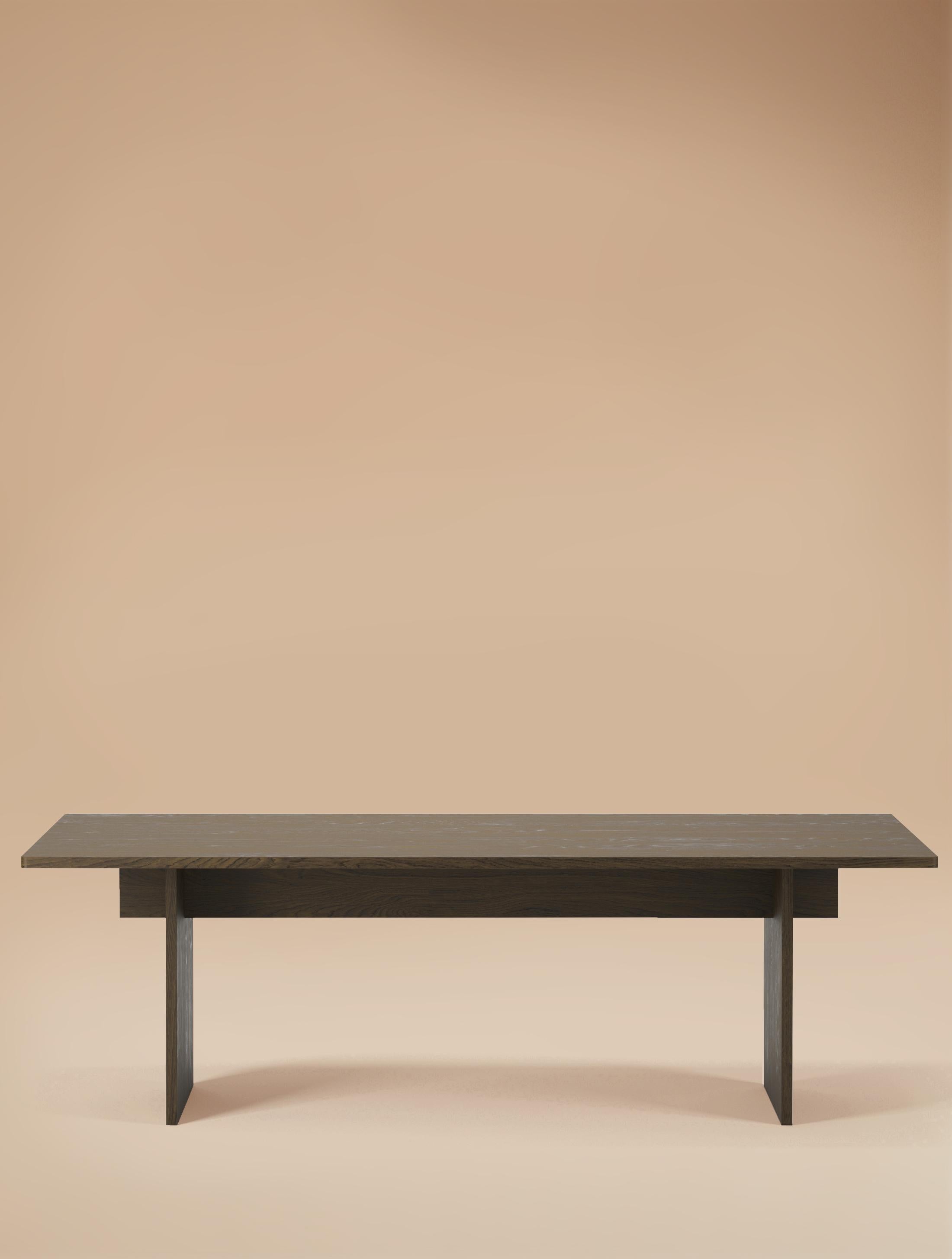 Minimalist 8 Seater Faure Table Handcrafted in Charcoal Oiled Oak by Kevin Frankental 