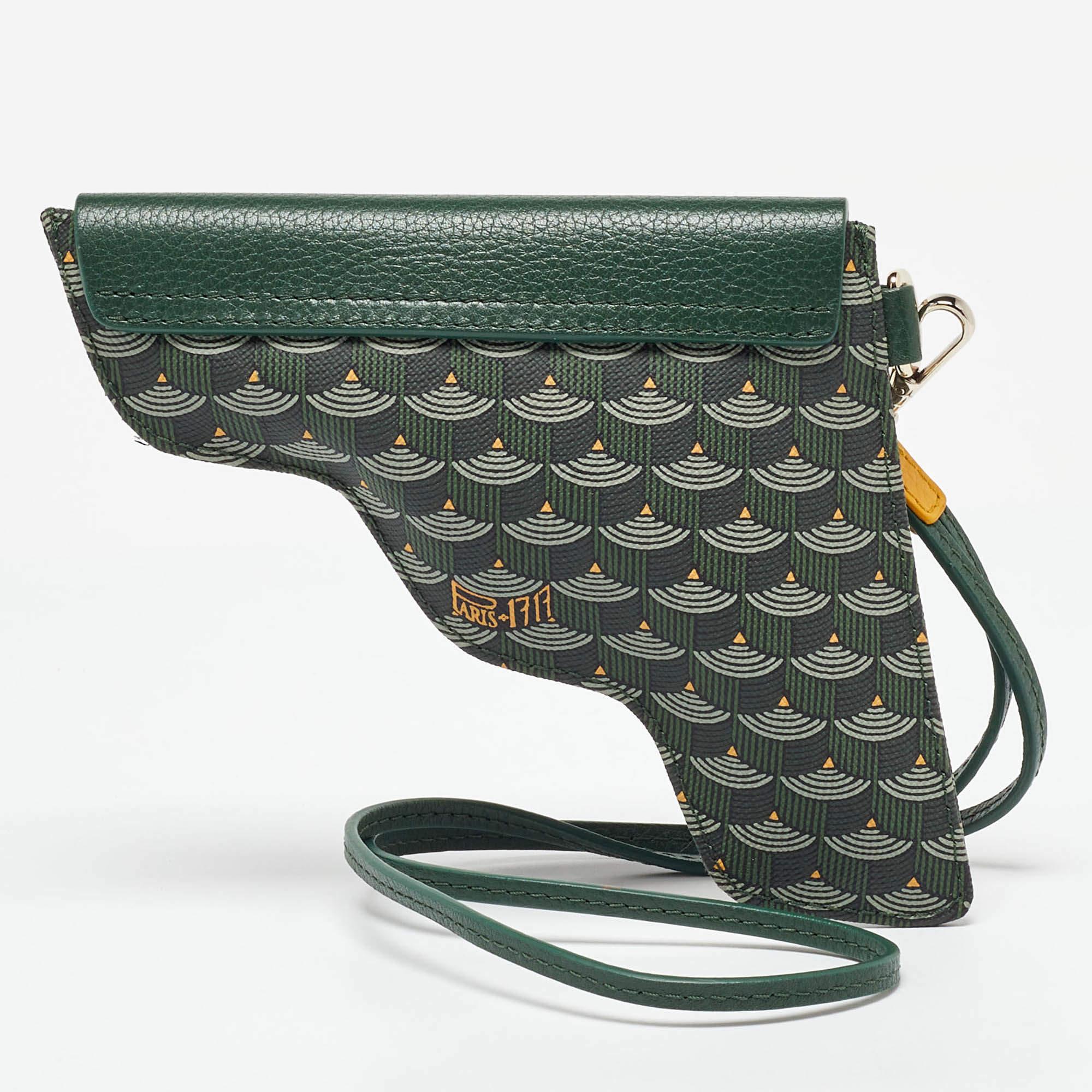 Fauré Le Page Green Coated Canvas and Leather Calibre 18 Pouch In Excellent Condition In Dubai, Al Qouz 2