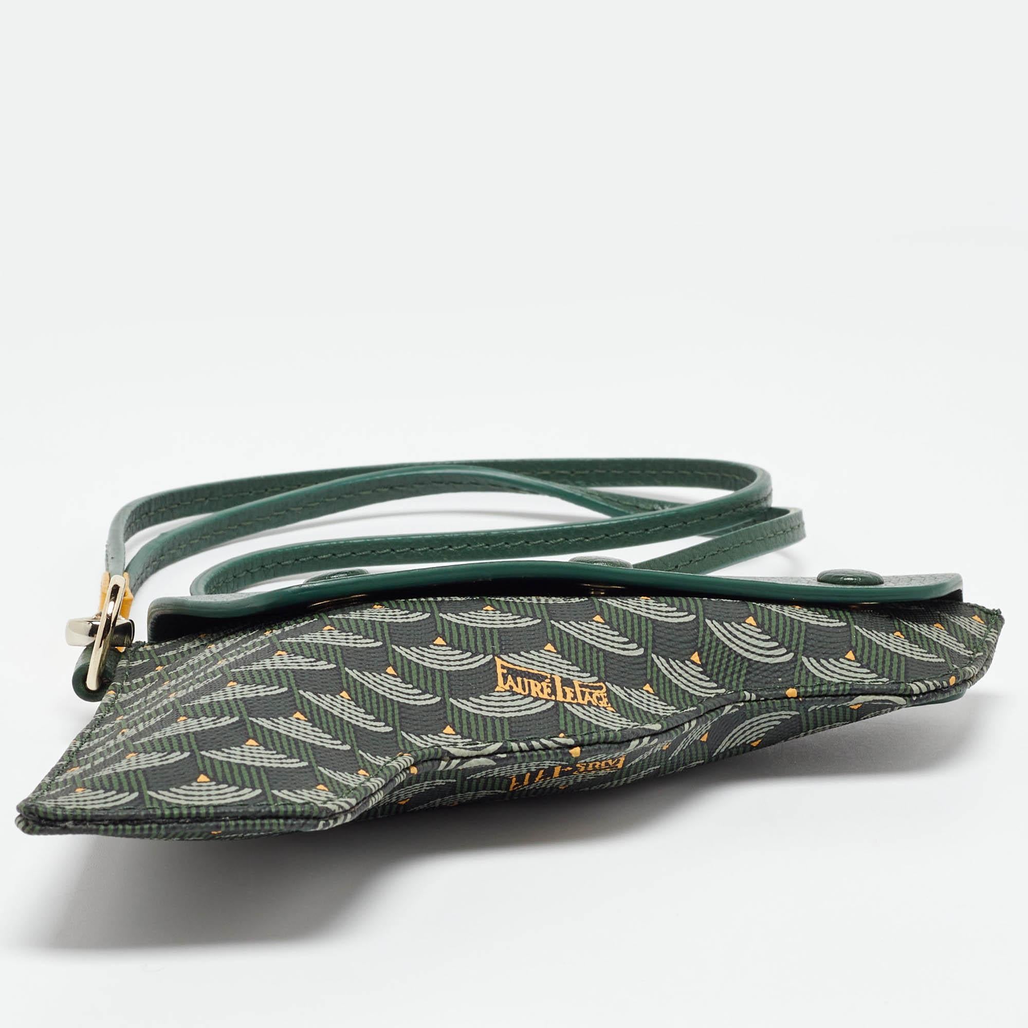 Fauré Le Page Green Coated Canvas and Leather Calibre 18 Pouch 1