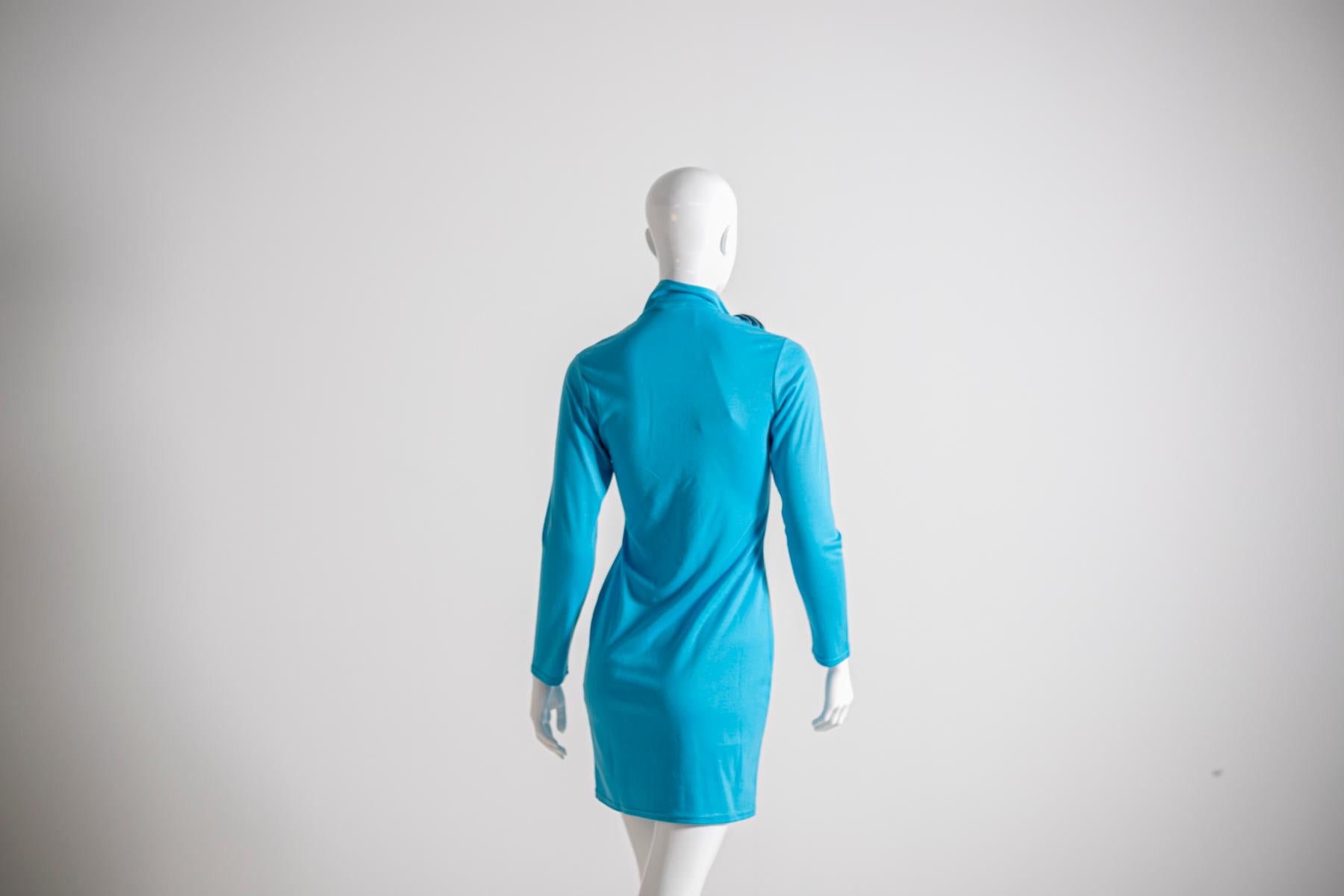 Faust Elegant Little Turquoise Dress with Ruffles For Sale 5