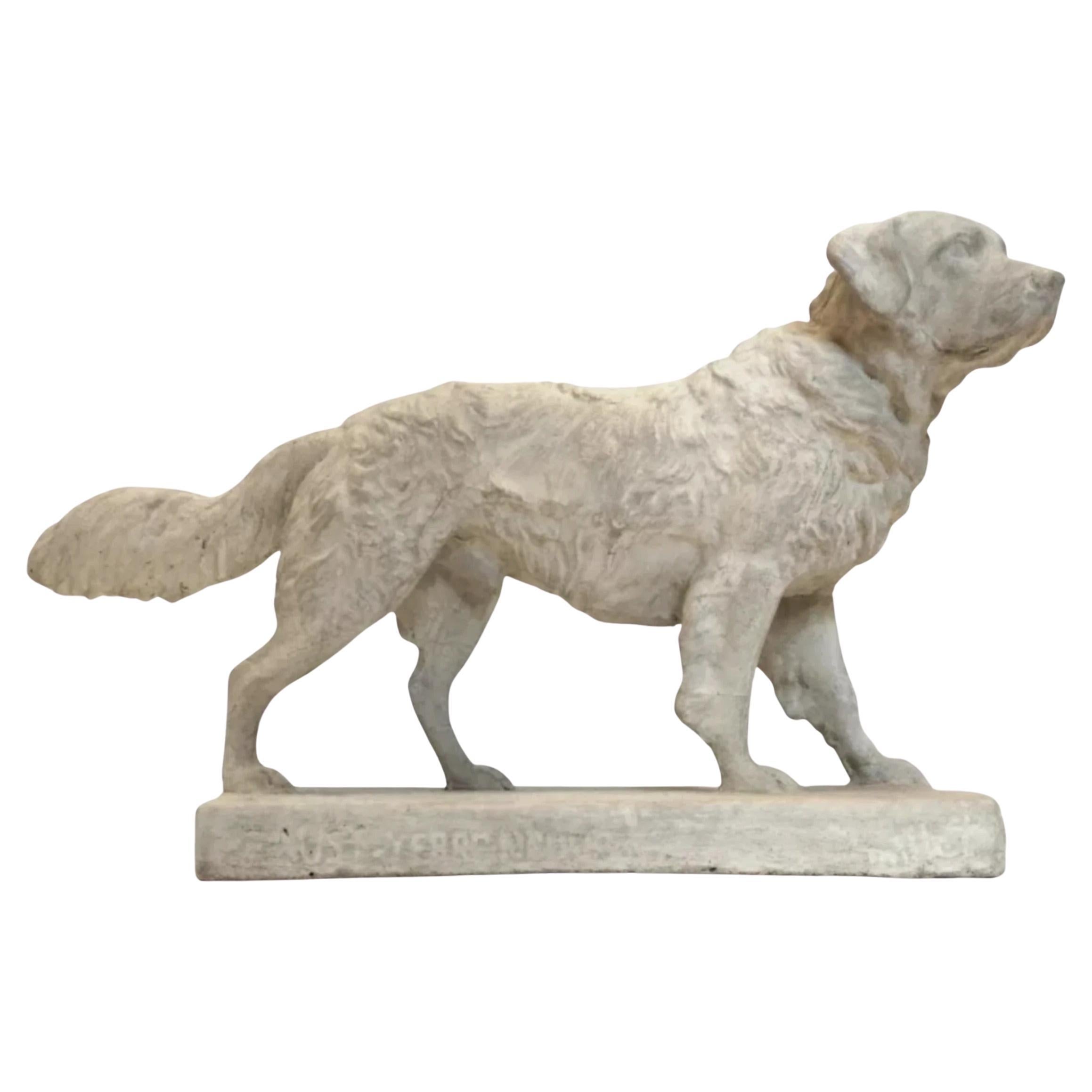 "Faust, Terre-neuve dog", plaster statuette, by F.C. Millet, France, circa 1880