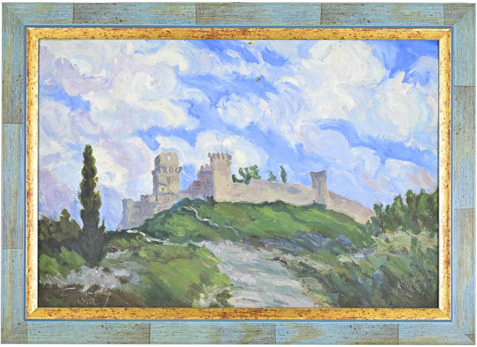 Oil on cardboard realized in the mid-20th Century.

Hand signed.

Includes a beautiful hand painted wooden frame cm. 36x50.

Very good condition.
