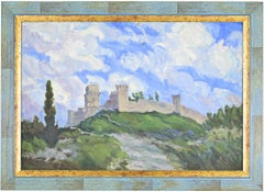 Landscape with Castle - Painting by Fausta Settimj - Mid-20th Century