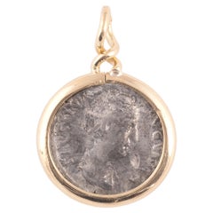 Faustina I The Elder 138-141 AD Silver Coin 18kt Gold Pendant