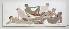"Nues 1" Figurative Painting, Acrylic on Canvas, Earth Tones