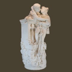 Fausto Biggi  Romeo e Giulietta   Scultura in marmo italiano .