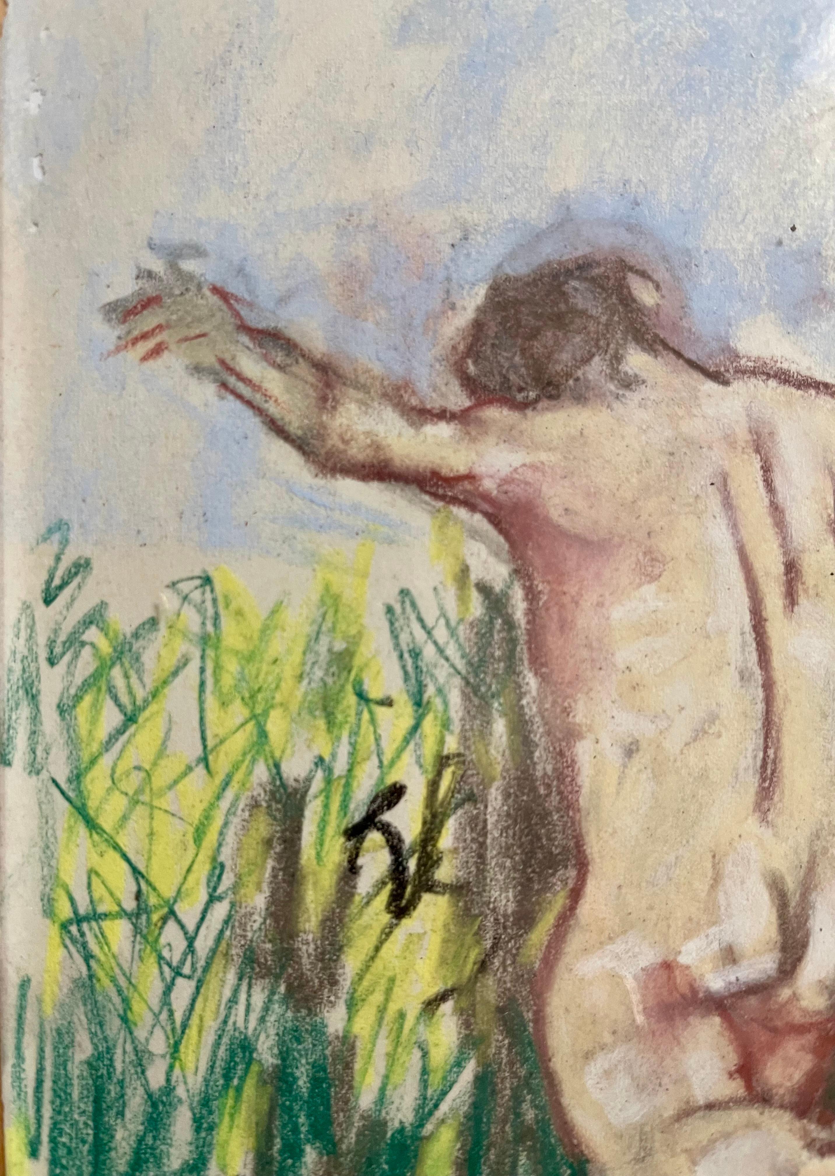 Modern Fausto Pirandello Signed Abstract Pastel For Sale 2