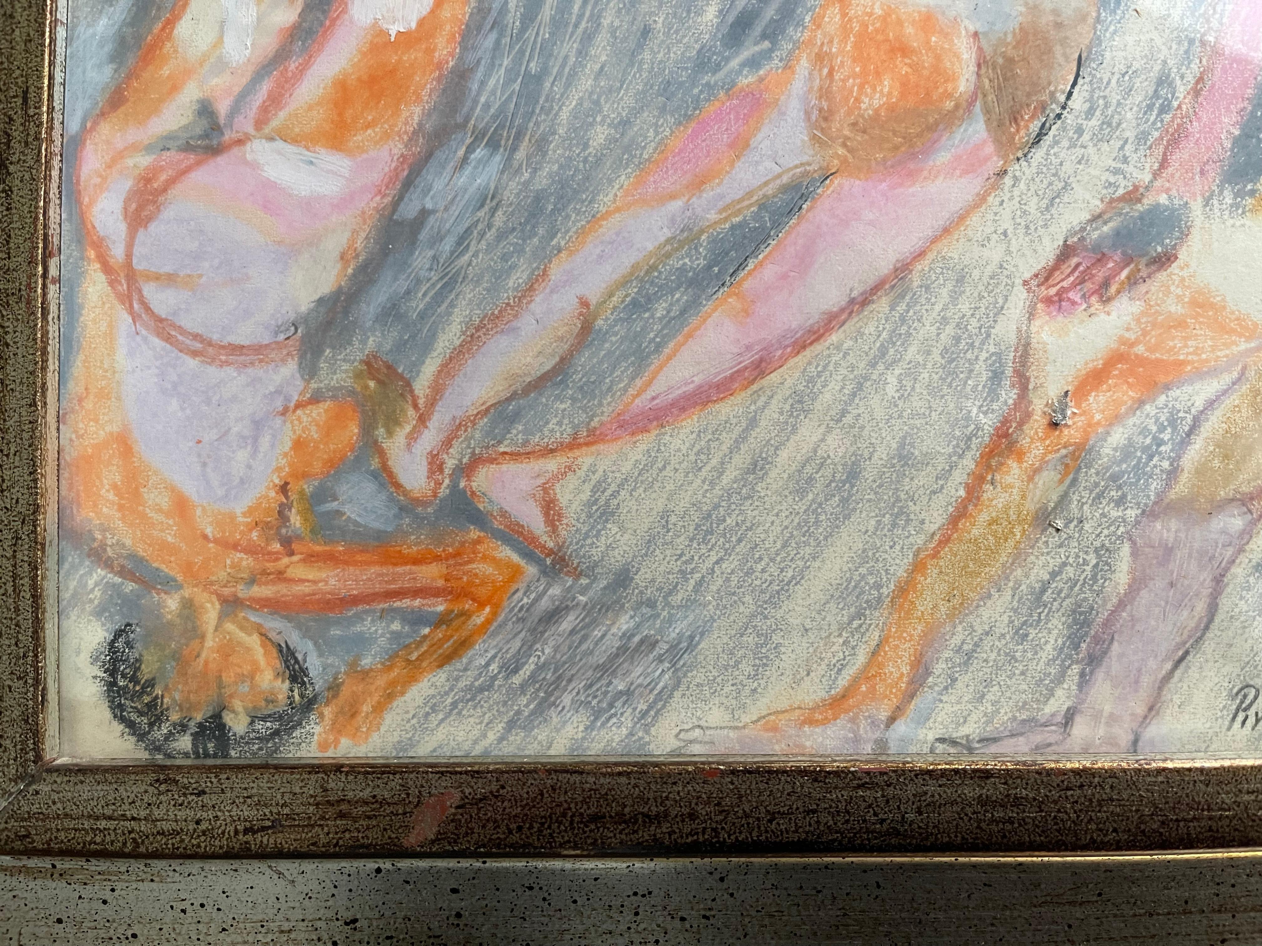 Period Italian Fausto Pirandello Signed Abstract Pastel For Sale 3