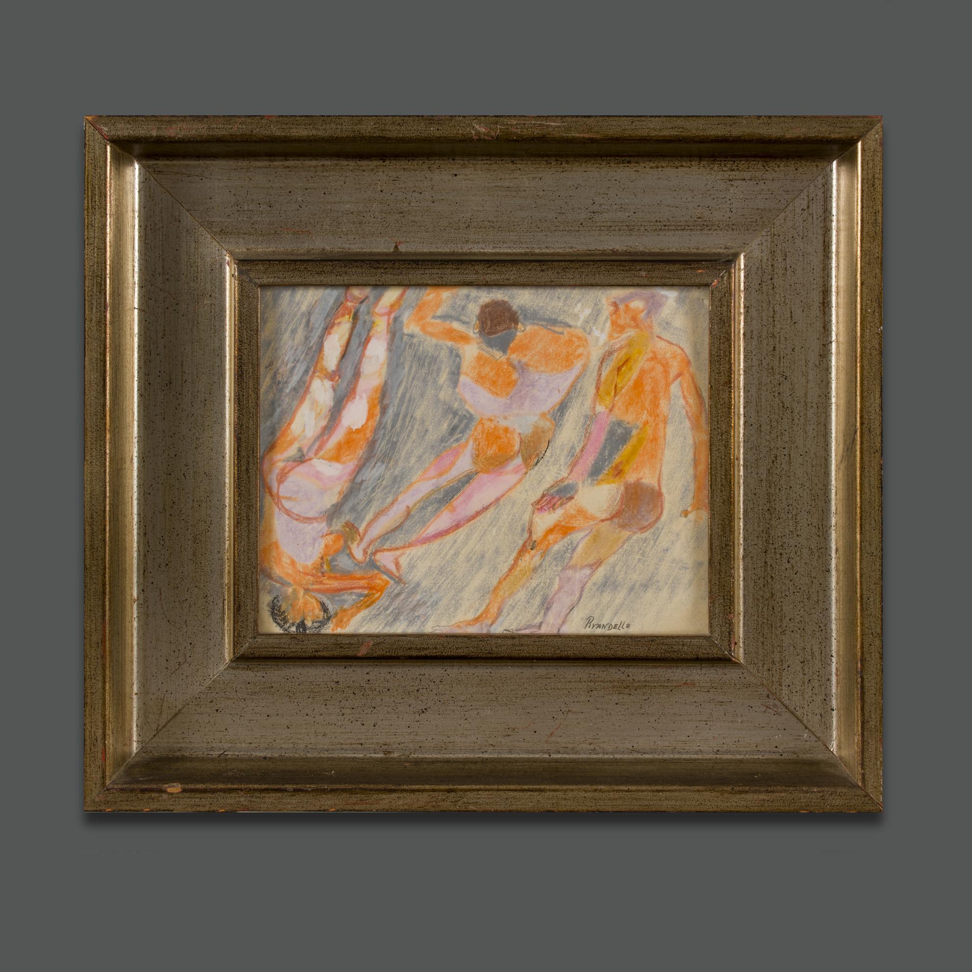 Period Italian Fausto Pirandello Signed Abstract Pastel