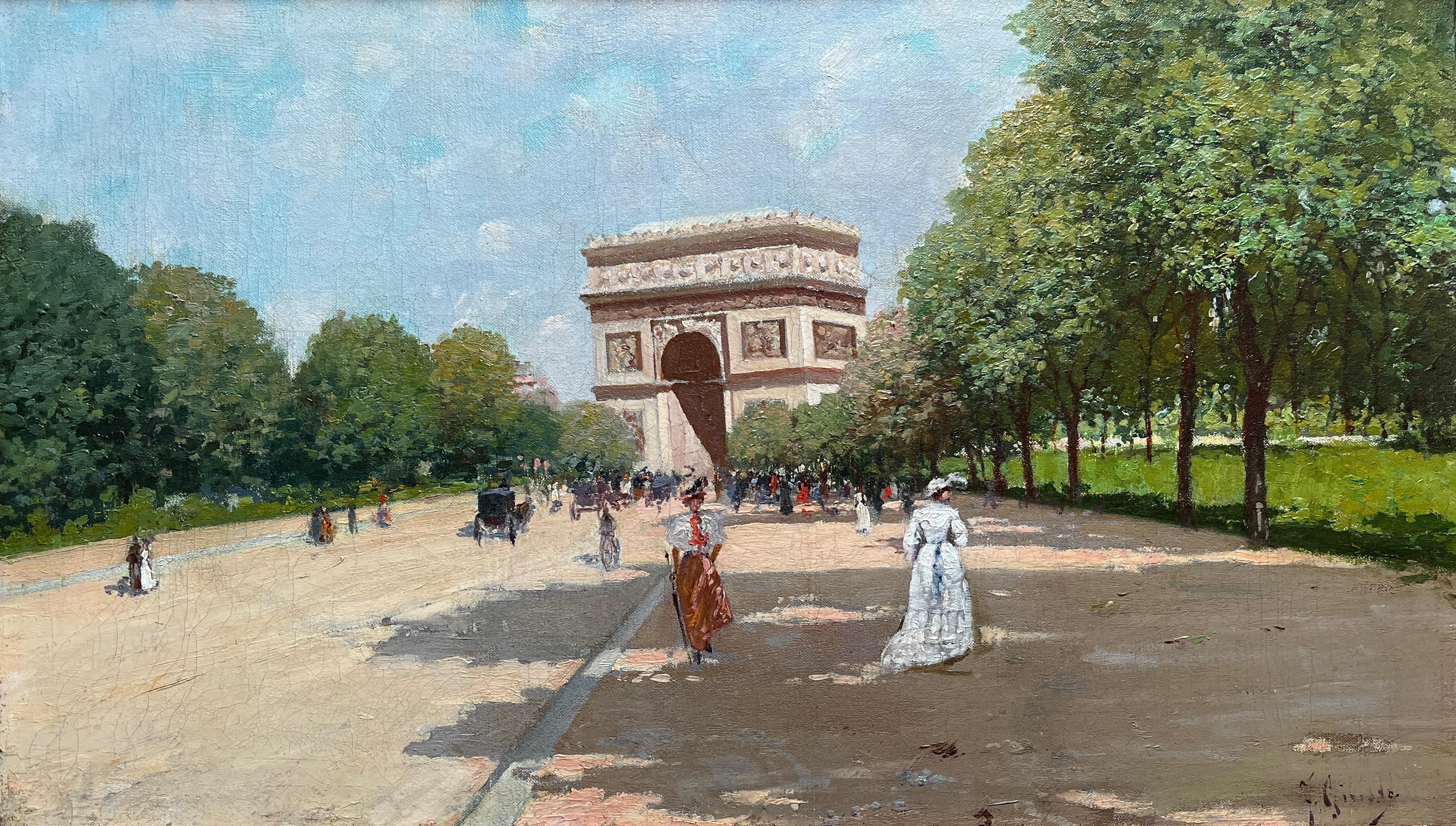Avenue du Bois de Boulogne in Paris - France - French School Painting by Fausto Giusto