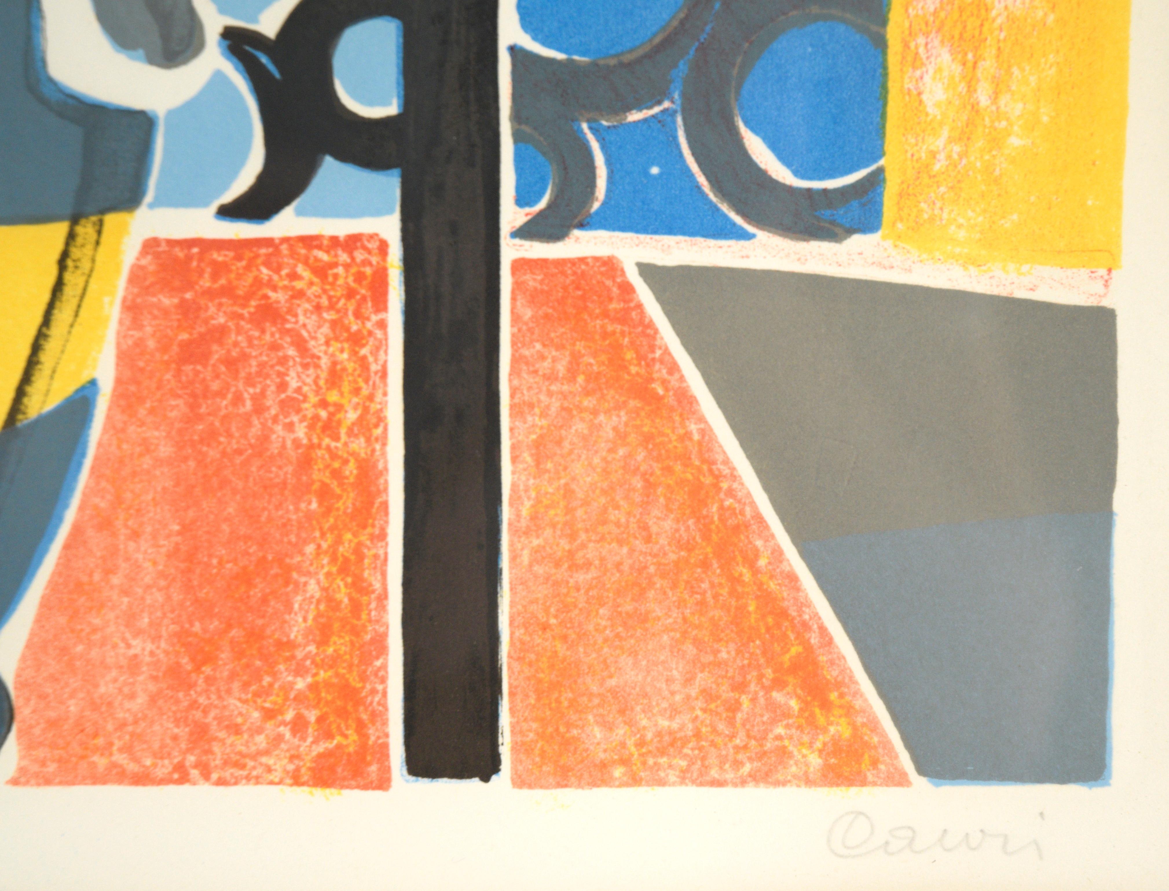 Blumen am Fenster, kubistische Stillleben-Lithographie in limitierter Auflage, Mid-Century Limited Edition im Angebot 1