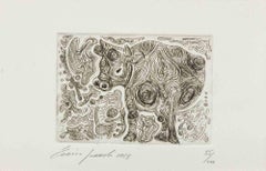 Composizione astratta - Mucca - Acquaforte di Fausto Maria Franchi - 2013
