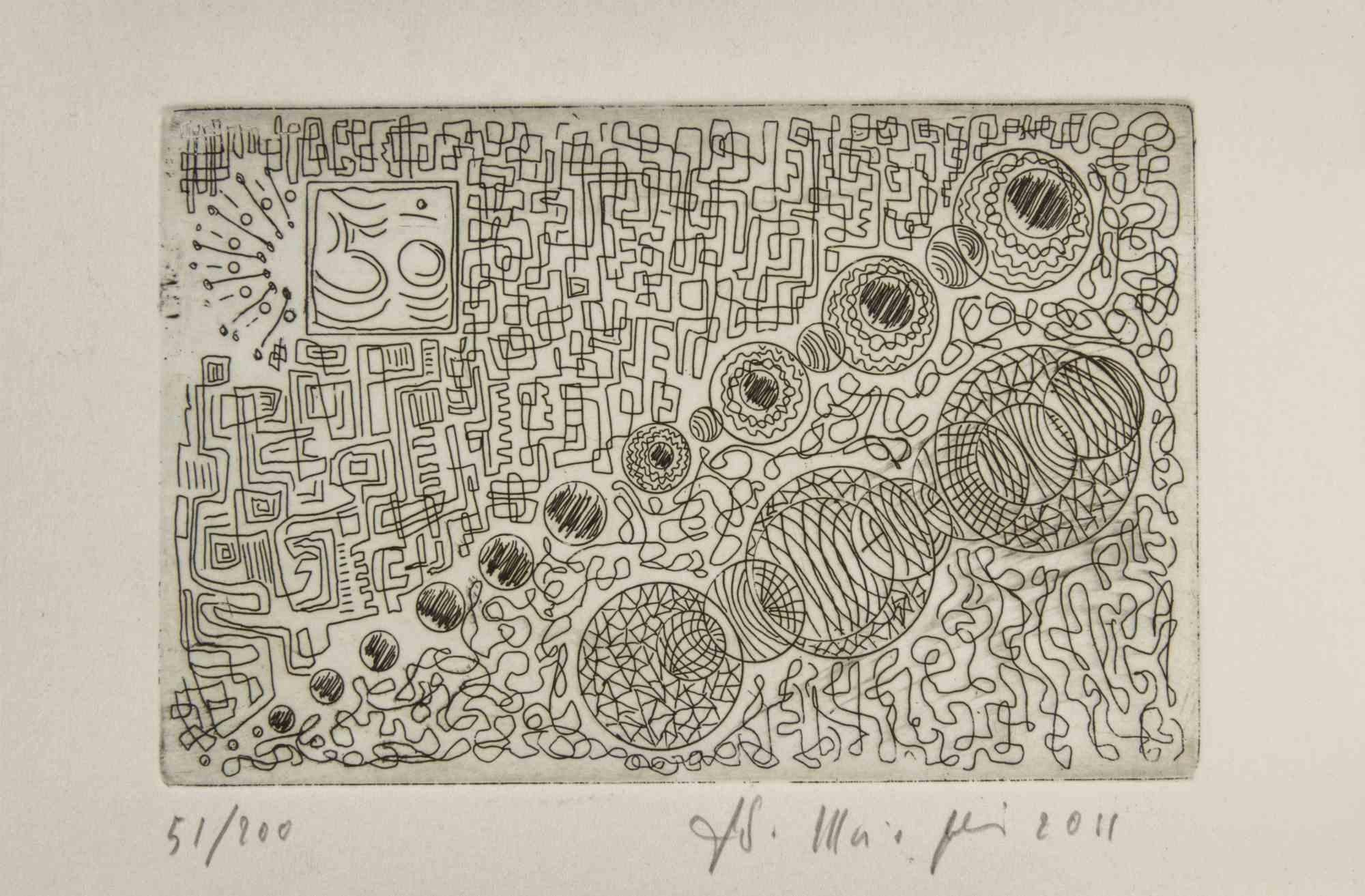 Abstract Composition - Etching by Fausto Maria Franchi - 1987
