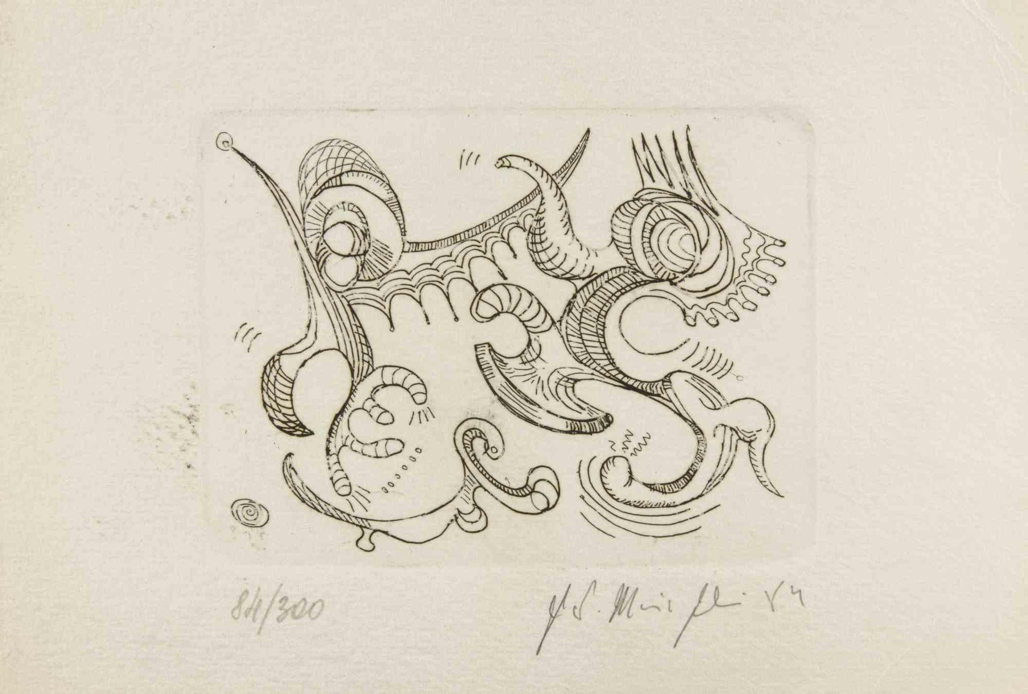 Composición abstracta - Aguafuerte de Fausto Maria Franchi - 1988