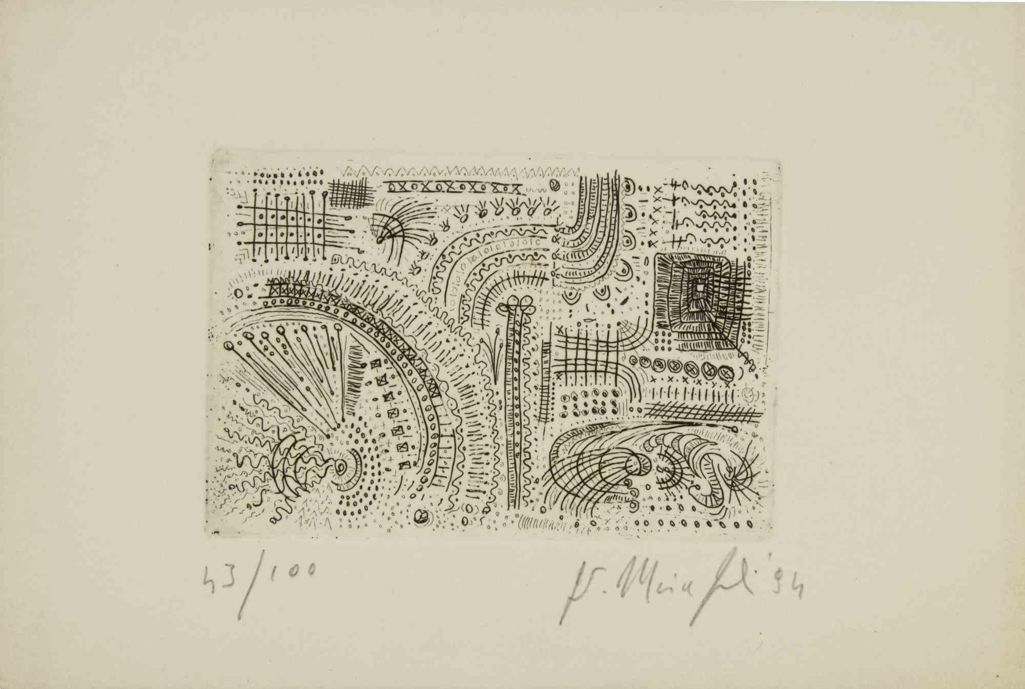 Abstract Composition - Etching by Fausto Maria Franchi - 1994