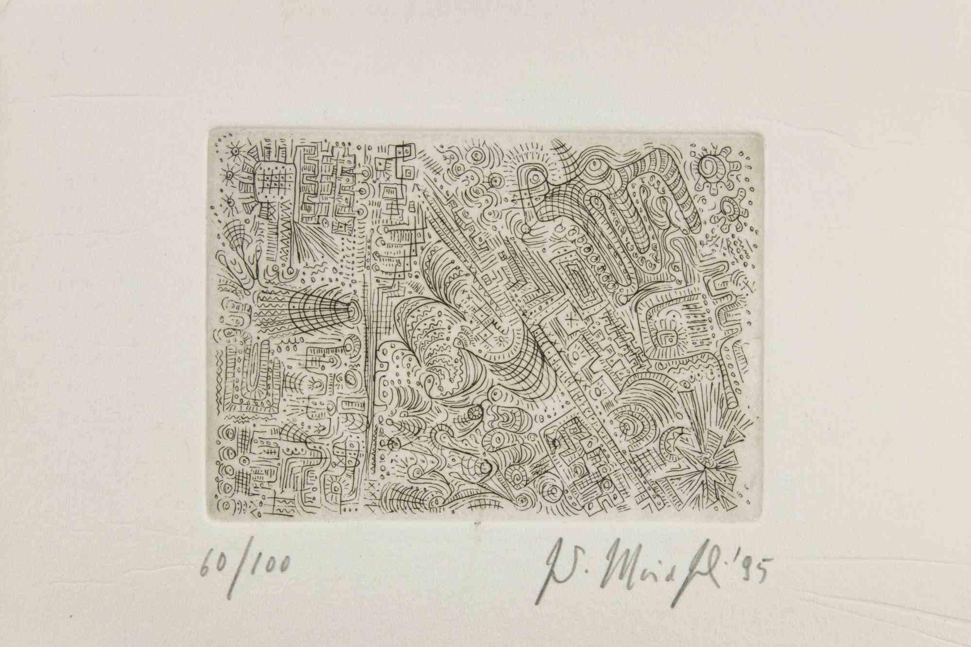 Abstract Composition - Etching by Fausto Maria Franchi - 1995