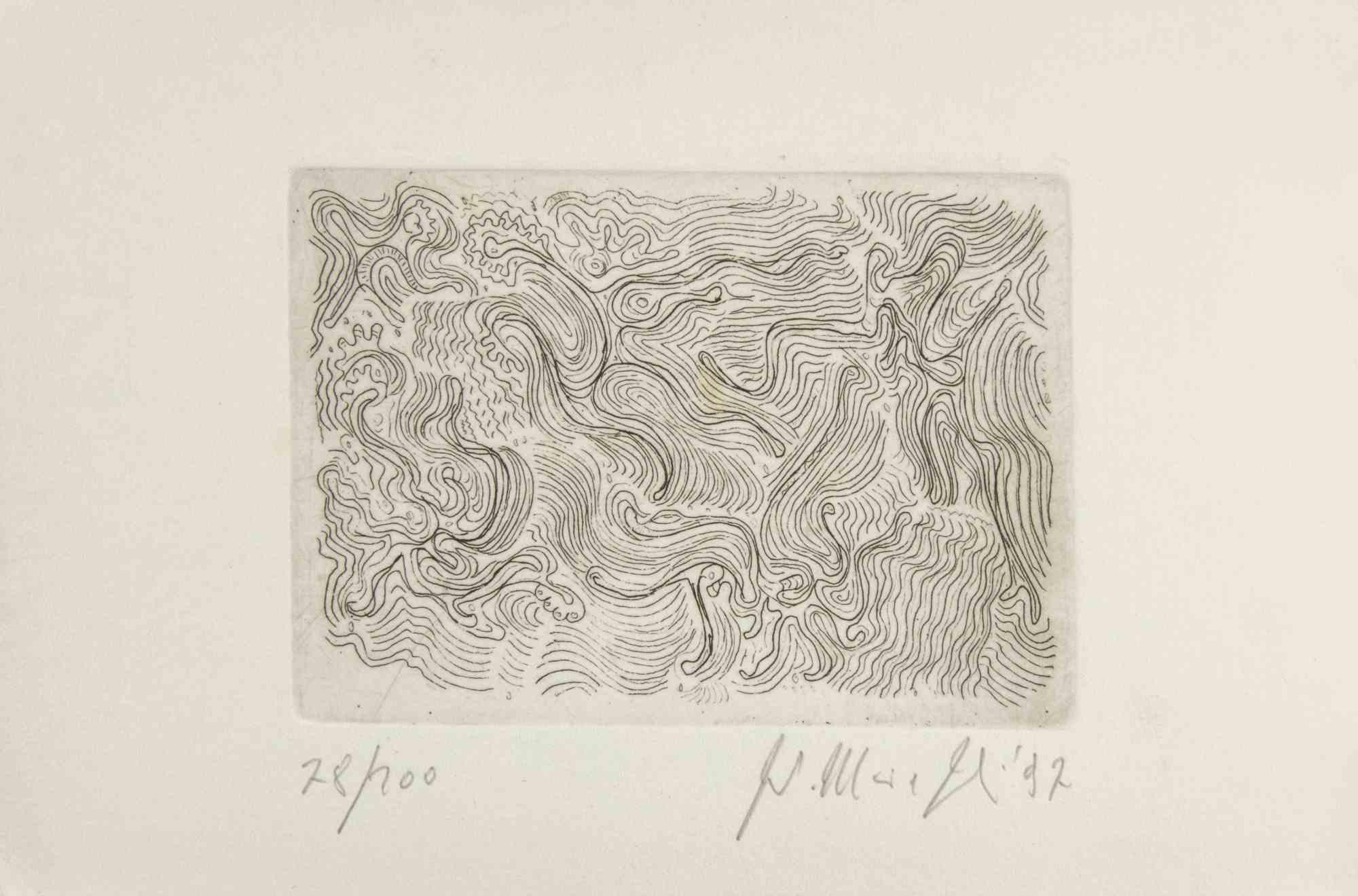 Composizione astratta - Acquaforte di Fausto Maria Franchi - 1997