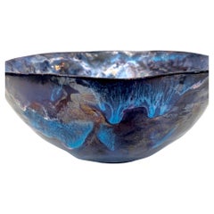 Fausto Melotti Italian Blue and Various Colors Ceramic Dish Bowl Italie c 1960