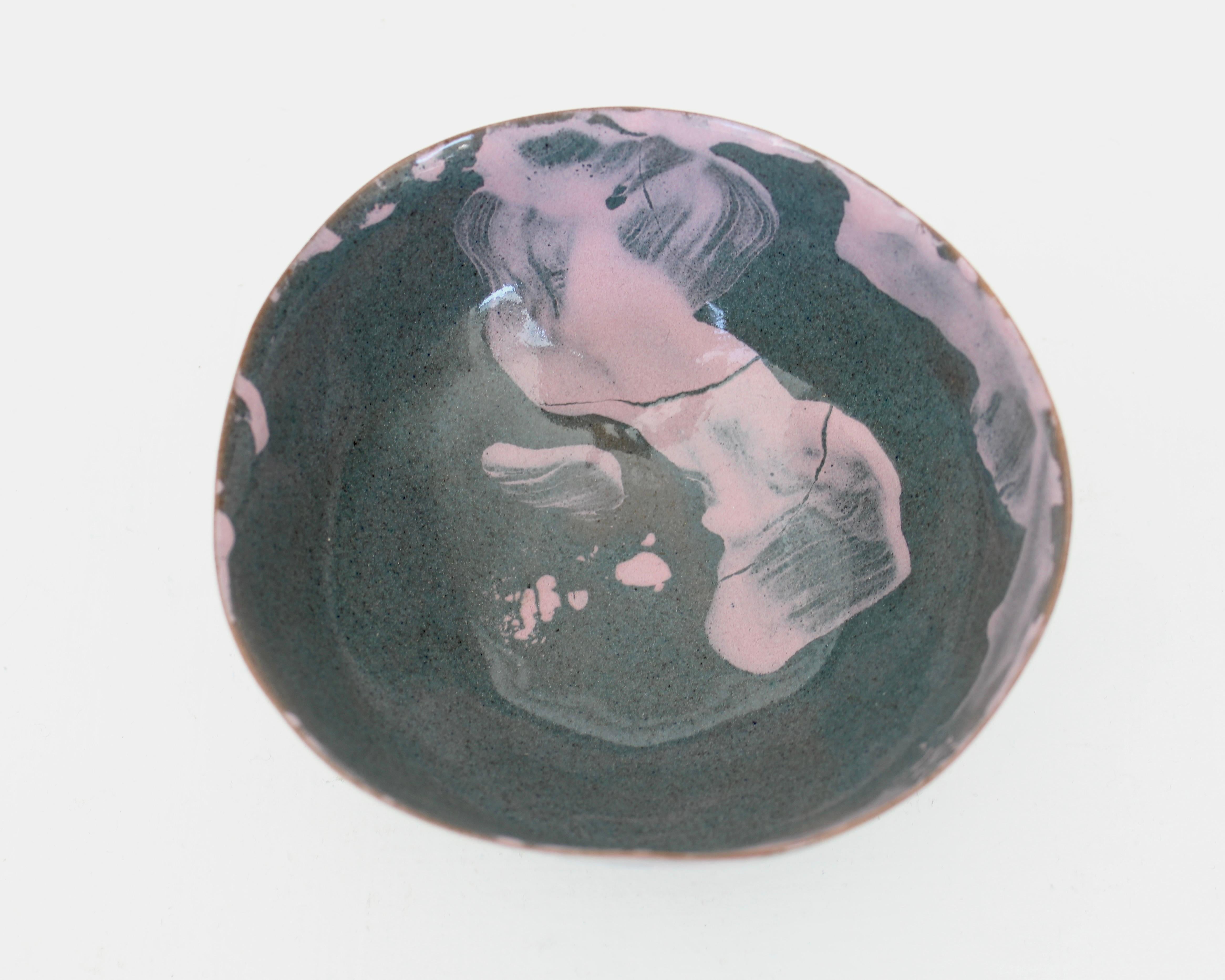 Fausto Menotti Italian Purple and Gray Ceramic Dish Bowl Italy c 1960 im Angebot 5