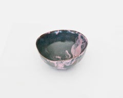 Fausto Menotti Italian Purple and Gray Ceramic Dish Bowl Italy c 1960