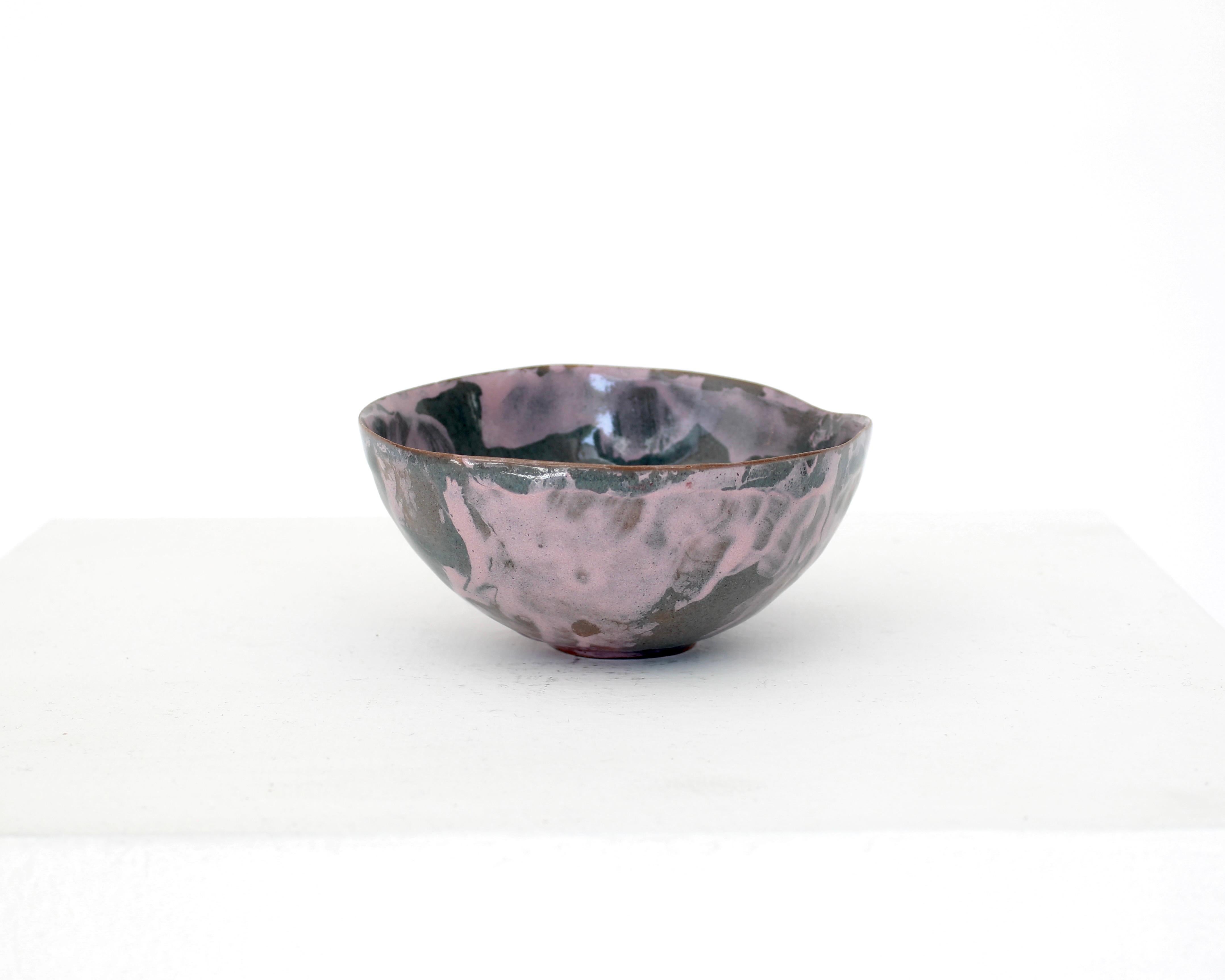 Fausto Menotti Italian Purple and Gray Ceramic Dish Bowl Italy c 1960 (Keramik) im Angebot