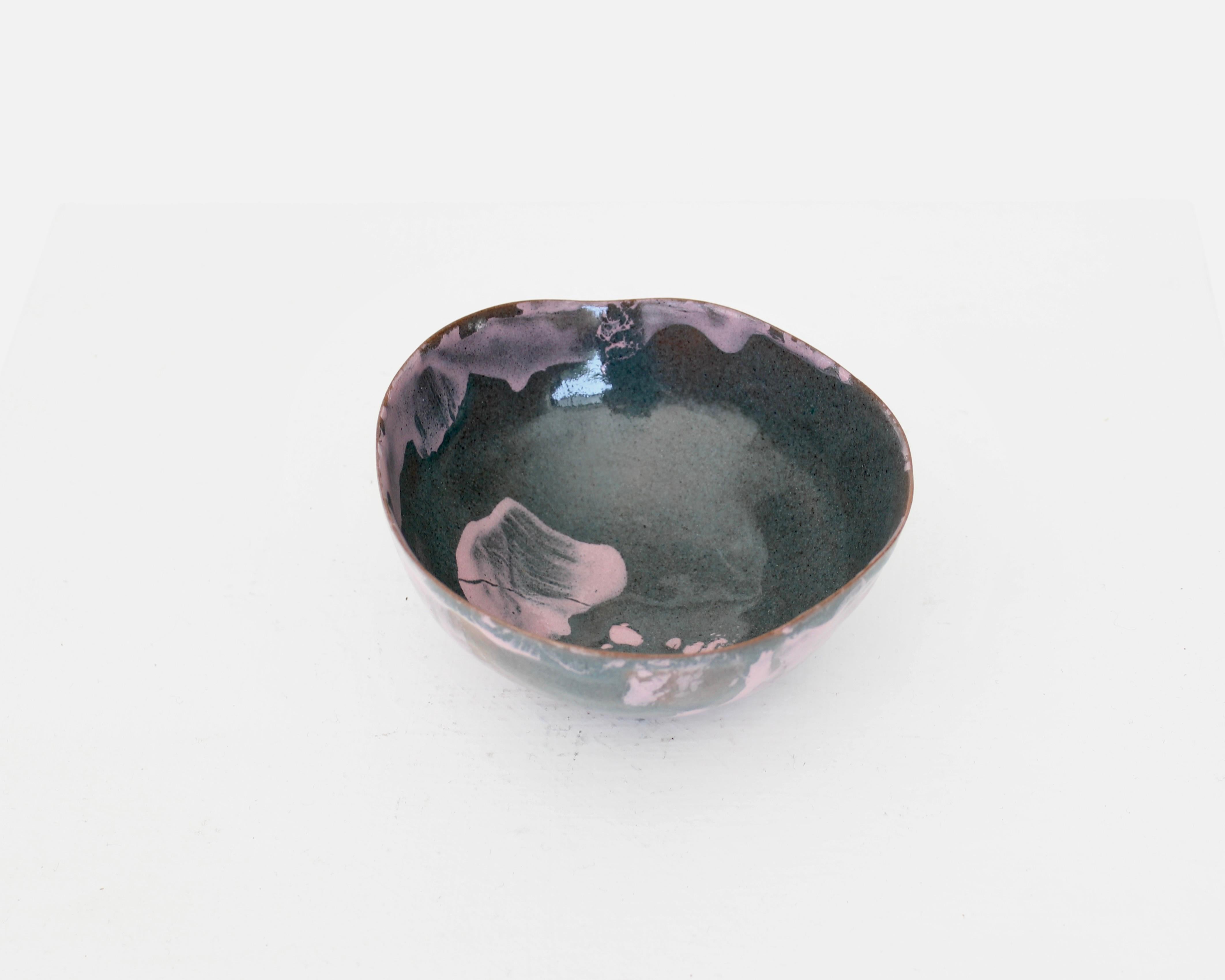 Fausto Menotti Italian Purple and Gray Ceramic Dish Bowl Italy c 1960 im Angebot 1