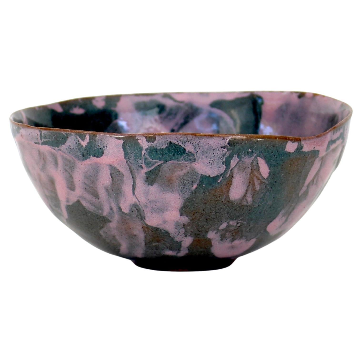 Fausto Menotti Italian Purple and Gray Ceramic Dish Bowl Italy c 1960